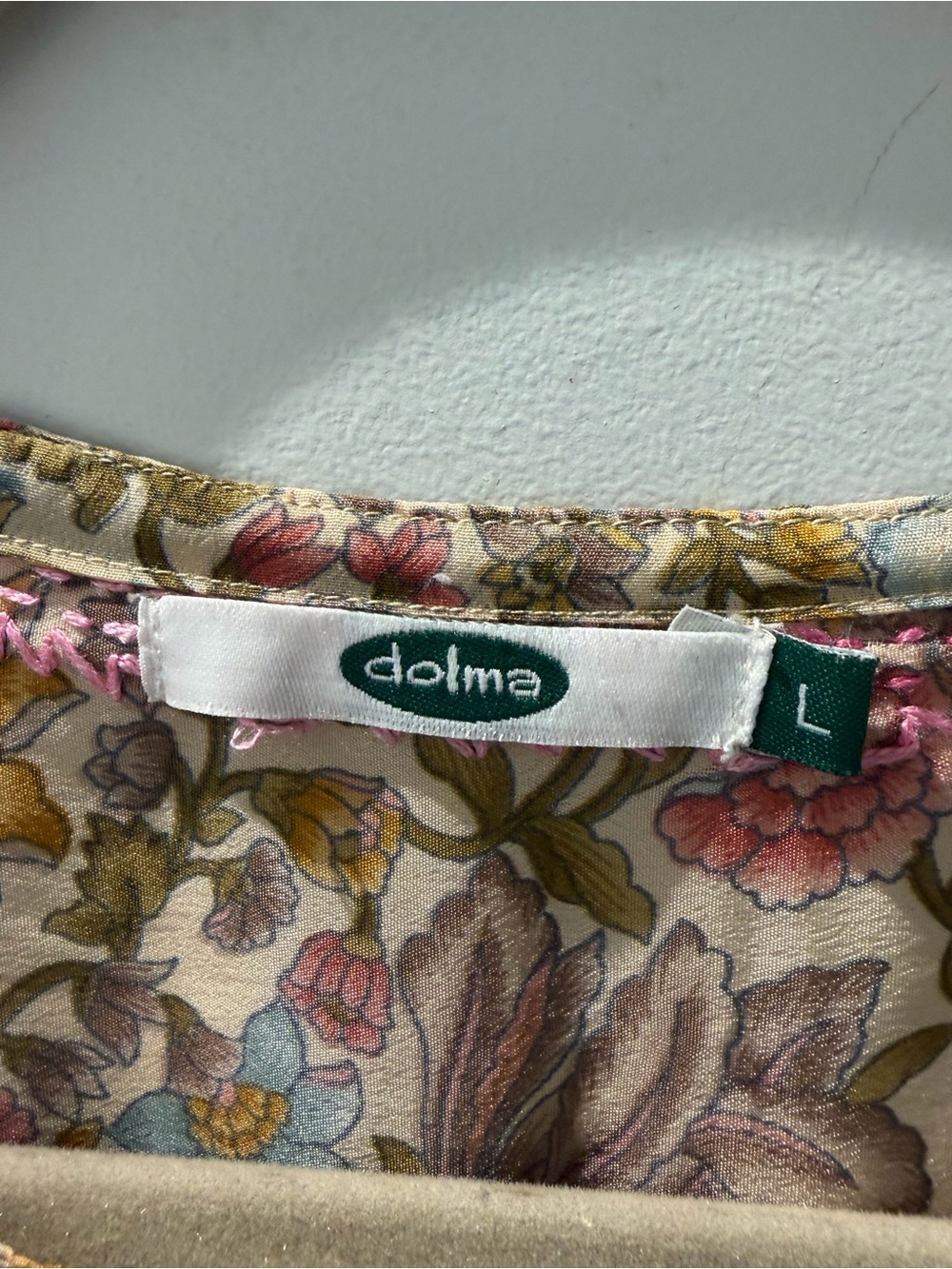 DOLMA 100% Silk Embroidered Floral Tunic Blouse | Embroidery Silk Top L - Picture 7 of 7
